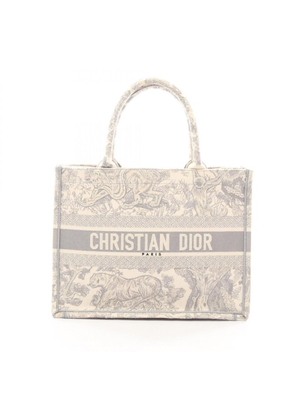 Dior Tote Bag Book Medium Gray Canvas